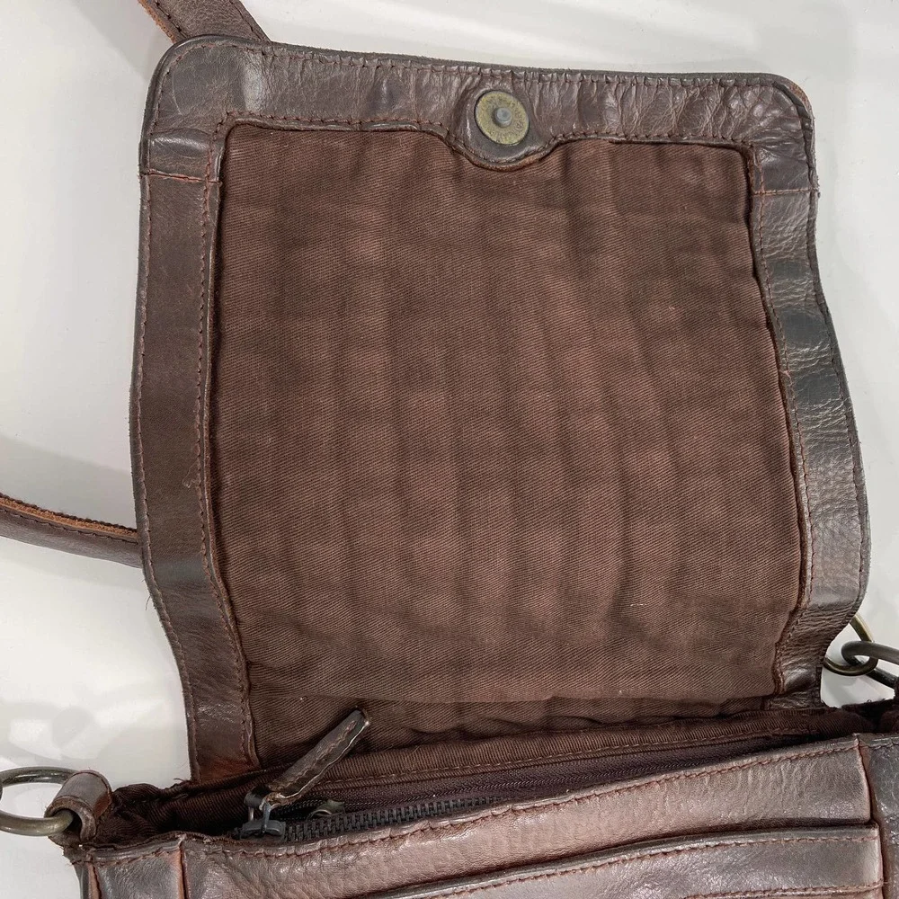 Brown Woven Leather Adjustable Strap Small Crossbody Purse Bag Distressed Travel - Picture 12 of 16